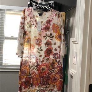 Tunic in beige orange and pink